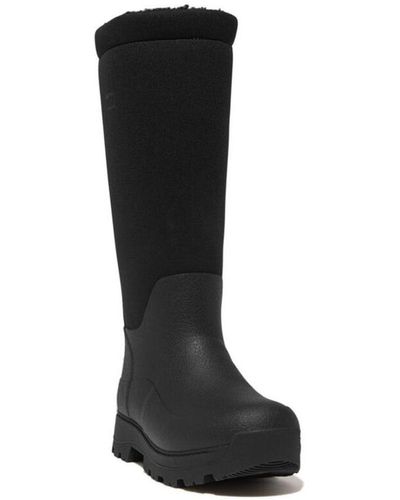 Fitflop Wonderwelly Atb High Performance Fleece Lined Roll-down Wellington Boots - Black