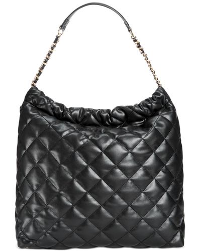INC International Concepts Kyliee Quilted Faux Leather Large Shoulder Bag - Black