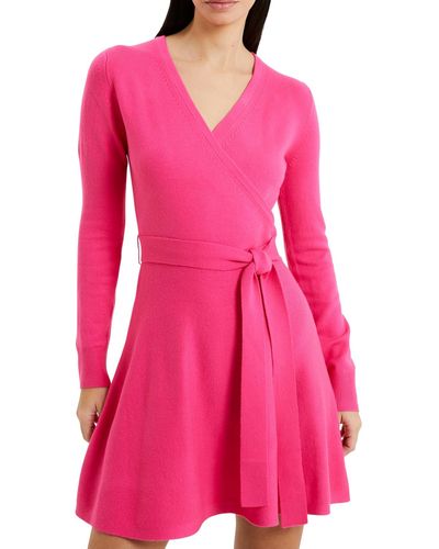 French Connection Surplice-neck Mini Wrap Dress - Pink