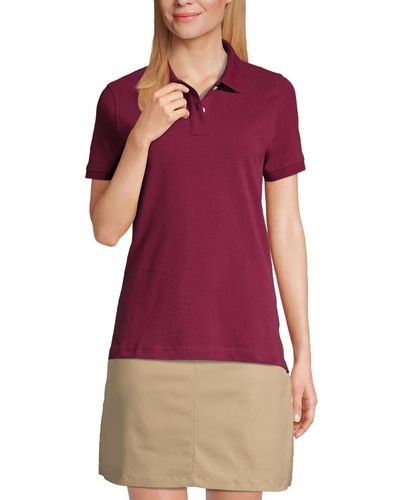 Lands' End School Uniform Short Sleeve Mesh Polo Shirt - Red