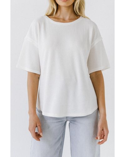 Free the Roses Thermal Knit Top - White