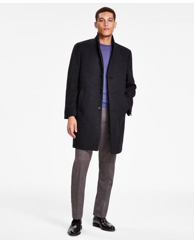 Kenneth Cole Classic-fit Solid Overcoats - Black