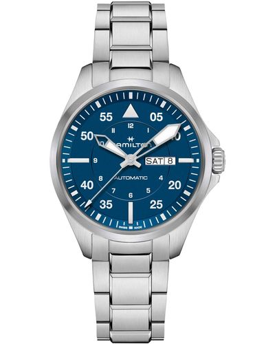 Hamilton Swiss Automatic Khaki Aviation Day Date Stainless Steel Bracelet Watch 42mm - Metallic