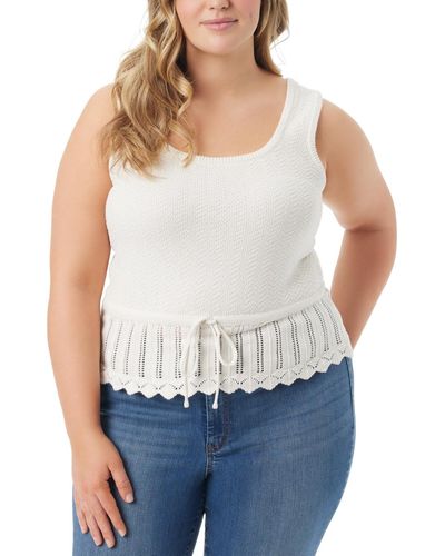 Jessica Simpson Trendy Plus Size Sierra Drawstring Sweater Tank Top - White