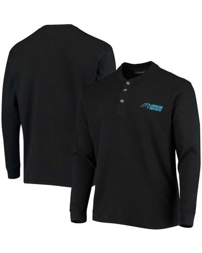 Dunbrooke Carolina Panthers Maverick Thermal Henley Long Sleeve T-shirt - Black