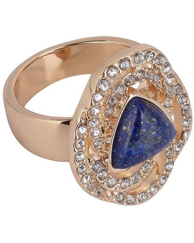 Laundry by Shelli Segal Gold Tone And Sodalite Crystal Stone And Semi-precious Stone Cocktail Ring - Blue