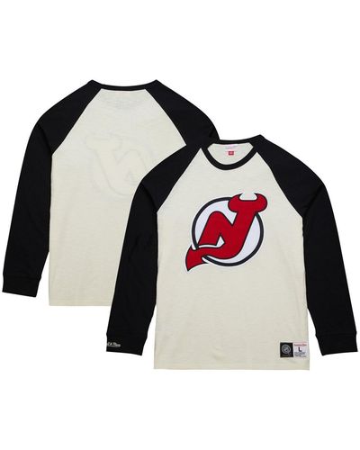 Mitchell & Ness New Jersey Devils Legendary Slub Vintage-like Raglan Long Sleeve T-shirt - Natural