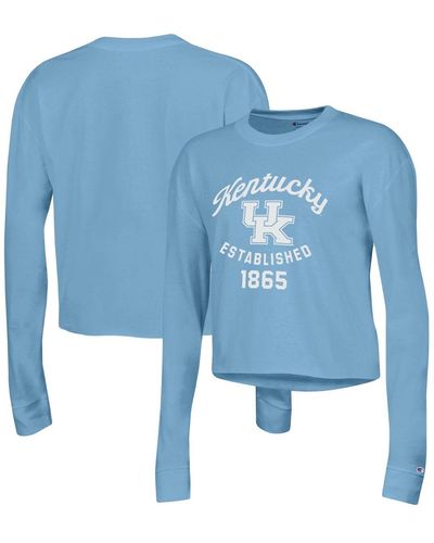 Champion Kentucky Wildcats Boyfriend Cropped Long Sleeve T-shirt - Blue