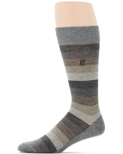 Perry Ellis Ombre Stripe Dress Socks - Gray
