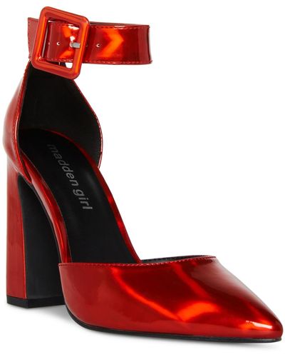 Madden Girl Slay Ankle-strap Pointed-toe Two-piece Pumps - Red
