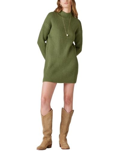 Lucky Brand Mock Neck Knit Sweater Dress - Green