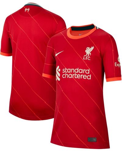 Nike Big Boys And Girls Liverpool 2021/22 Home Breathe Stadium Replica Jersey - Red
