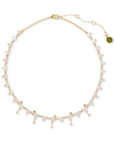 Kate Spade Gold-tone Cubic Zirconia Martini Tennis Necklace, 16" + 3" Extender - Natural