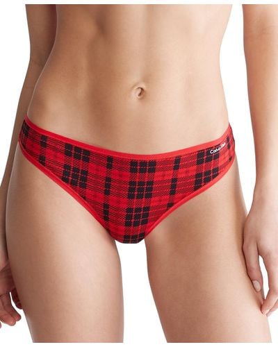 Calvin Klein Cotton Form Thong Underwear Qd3643 - Red
