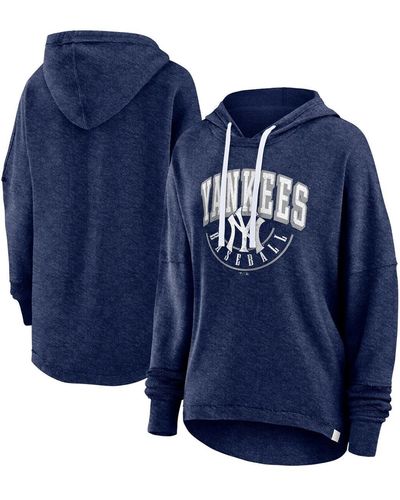 Fanatics Distressed New York Yankees Luxe Pullover Hoodie - Blue