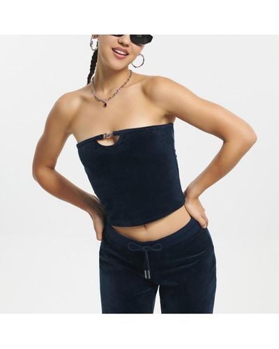 Juicy Couture Solid Long Tube Top With Hardware - Blue