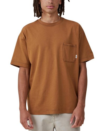 Cotton On Box Fit Pocket Crew Neck T-shirt - Brown