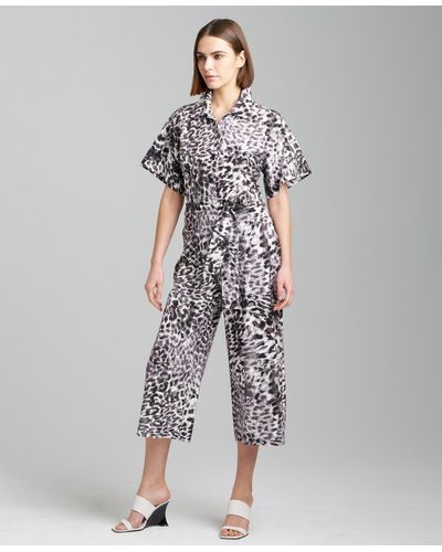 Natori Animal-print Cropped Jumpsuit - Gray