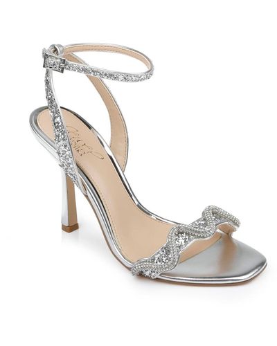 Badgley Mischka Gemma Wavy Ornament Stiletto Evening Sandals - White