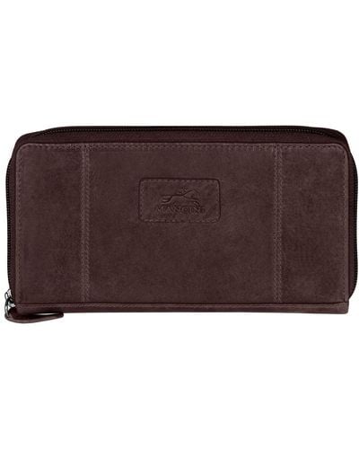 Mancini Casablanca Collection Rfid Secure Zippered Clutch Wallet - Brown
