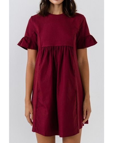 English Factory Solid Mini Dress - Red