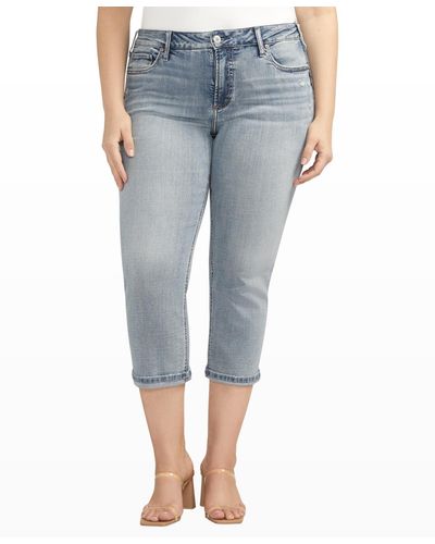 Silver Jeans Co. Plus Size Suki Mid Rise Curvy Fit Capri - Blue