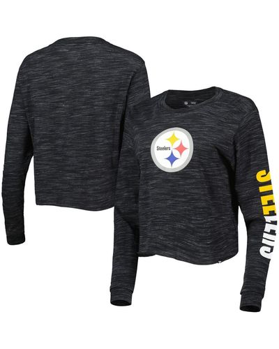 KTZ Pittsburgh Steelers Crop Long Sleeve T-shirt - Black