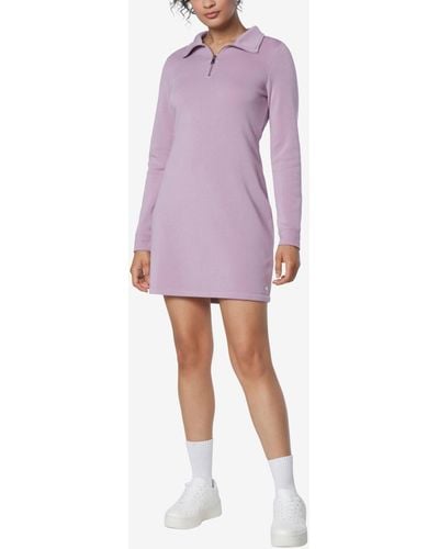 Marc New York Andrew Marc Sport Long Sleeve Quarter Zip Sweatshirt Dress - Purple