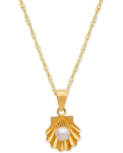Disney Little Mermaid Ariel Shell Mother-of-pearl Bead 15" Pendant Necklace - Metallic