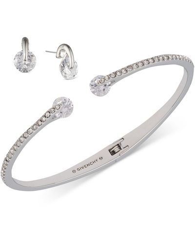 Givenchy 2-pc. Set Color Floating Stone & Crystal Cuff Bangle Bracelet & Matching Stud Earrings - White