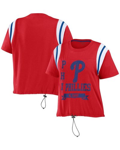 WEAR by Erin Andrews Philadelphia Phillies Cinched Colorblock T-shirt - Red
