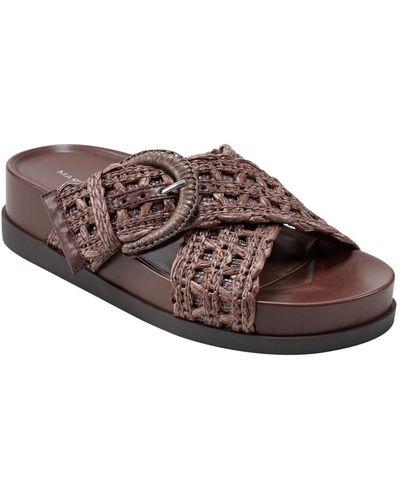 Marc Fisher Welti Woven Slip-on Flat Footbed Sandals - Brown