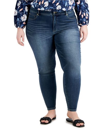INC International Concepts Plus Size Essex Super Skinny Jeans, Created For Macy's - Blue