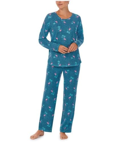 Ellen Tracy 2-pc. Printed Long-sleeve Pajamas Set - Blue