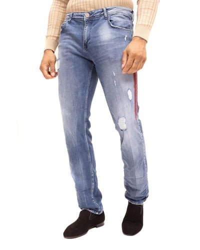 Ron Tomson Modern Stripe Denim Jeans - Blue