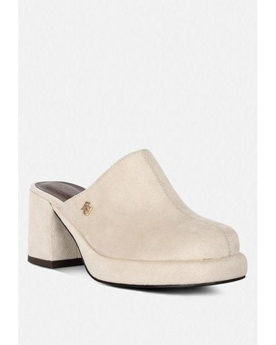Rag & Co Delaunay Suede Heeled Mules - White