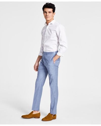 Calvin Klein Slim-fit Wool-blend Stretch Suit Pants - Blue