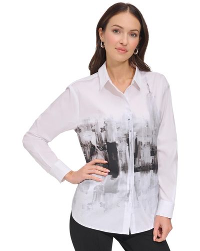 DKNY Cityscape-print Shirt - White