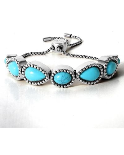 Jessica Simpson Turquoise Stone Slider Bracelet - Blue