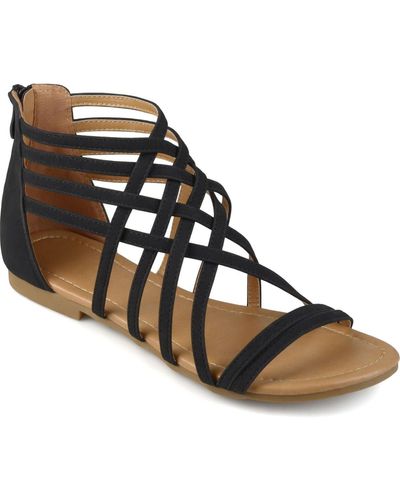 Journee Collection Hanni Wide Width Crisscross Strappy Flat Sandals - Black
