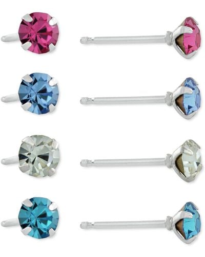 Giani Bernini 4-pc. Set Fine Crystal Stud Earrings - Metallic