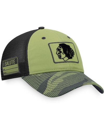Fanatics Camo And Black Chicago Blackhawks Military Appreciation Snapback Hat - Green