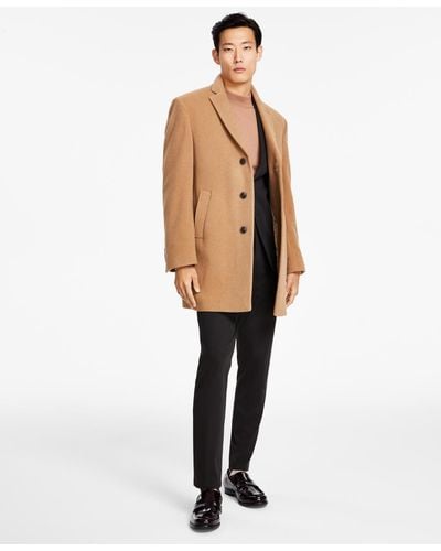 Calvin Klein Men's Prosper Extra-slim Fit Overcoat - Natural