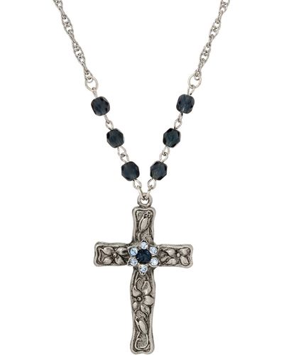 2028 Symbols Of Faith Crystal Cross Bead Necklace - Metallic