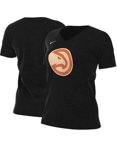 Nike Atlanta Hawks 2022/23 City Edition Essential V-neck T-shirt - Black