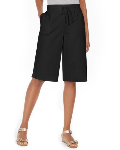 Karen Scott Petite Knit Skimmer Shorts - Black
