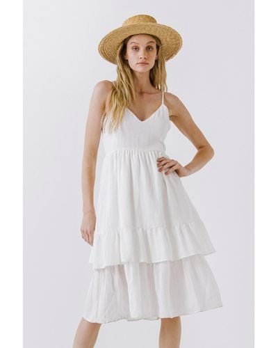 Endless Rose Two Tiered Midi Dress - White