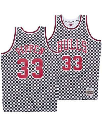 Mitchell & Ness Scottie Pippen Chicago Bulls Checkerboard Swingman Jersey - Red