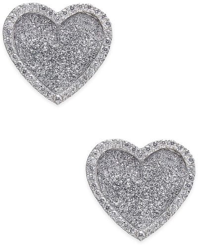 Macy's Diamond Glitter Heart Stud Earrings (1/4 Ct. T.w. - Metallic
