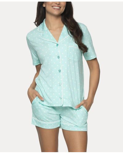 Felina Jessie 2 Pc. Pajama Short Set - Blue